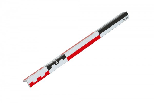 30 cm Aluminium Winkel Standlineal Fotomaßstab rot/schwarz PE-Folie