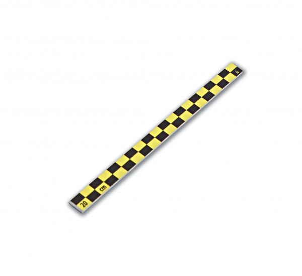 20 cm Aluminium Fotomaßstab flach gelb/schwarz PE-Folie